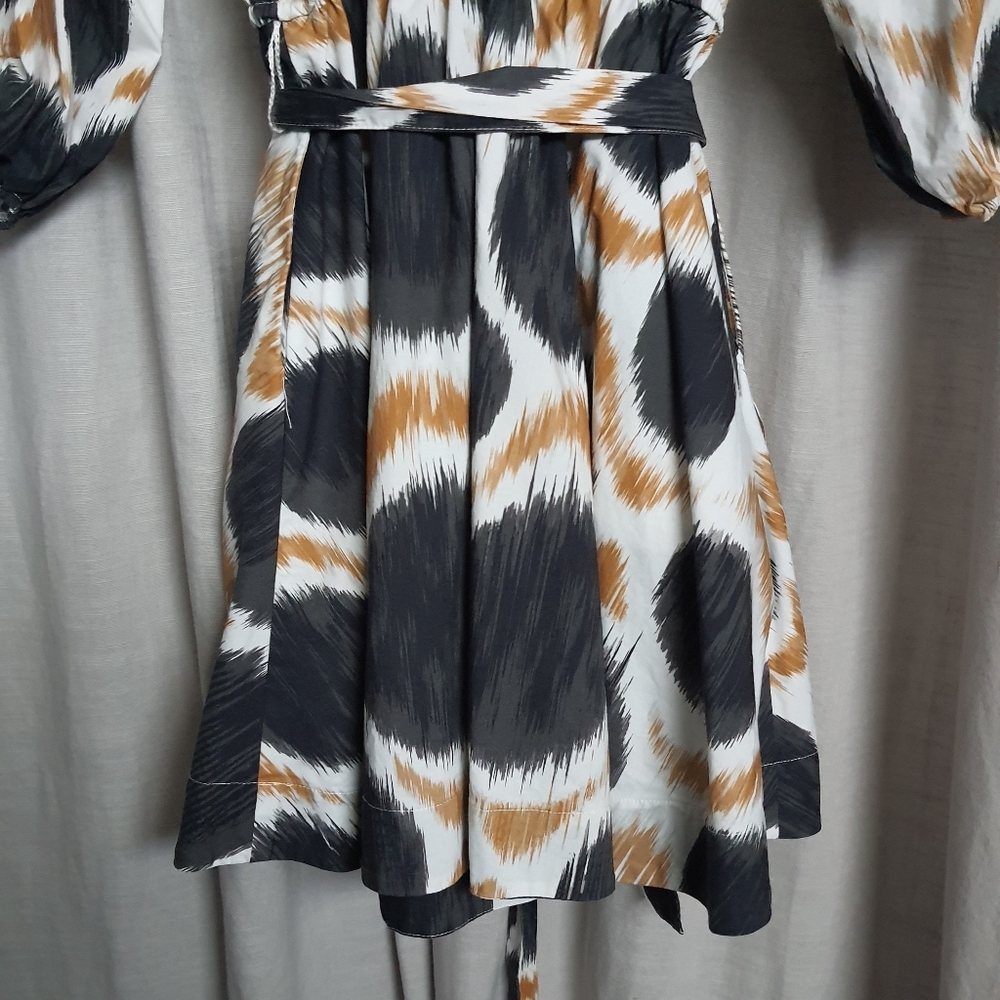 Maeve Destin Poplin Mini Dress Short Sleeve Multi Puff Sleeve Cotton - Picture 11 of 12